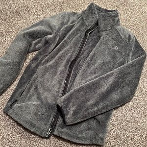 Fuzzy gray north face jacket